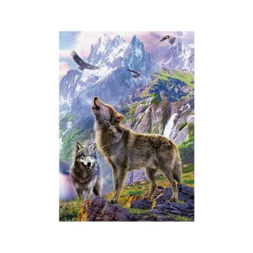 Puzzle 2 Loups Dans La Montagne - 500 Pieces - Set Puzzle Animaux De La Foret Et Paysage + 1 Carte Tigre