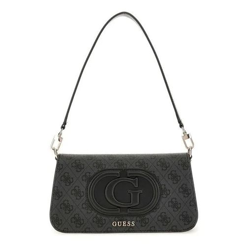 GUESS Sac à épaule gris foncé noir pour femme - Eco Mietta Flap Shoulder Bag Coal Logo / Black 281129