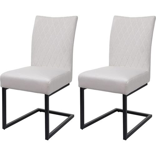 Ensemble De 2 Chaises De Salle À Manger Chaise Visiteur En Acier Design Moderne Velours Thermolaqué Crème Cds04487