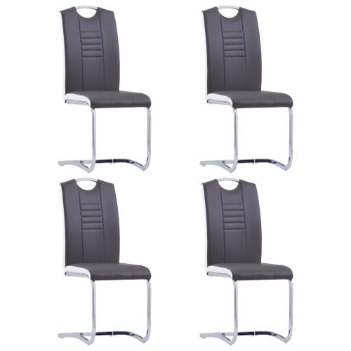 Lot De 4 Chaises De Salle À Manger Cuisine Cantilever Design Moderne Synthétique Gris Cds021379