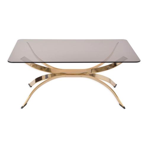 Table Basse Moderne Du Milieu Du Sicle De Couleur Dore Avec Plateau En Verre Fum Dore