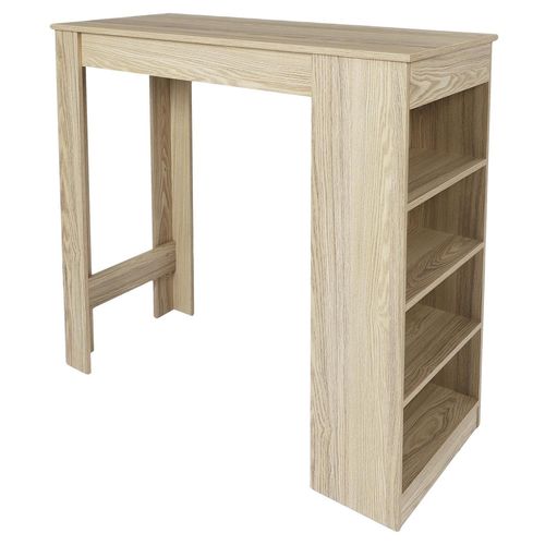 Table De Bar Mange Debout Avec 4 Niches De Rangement - Marron
