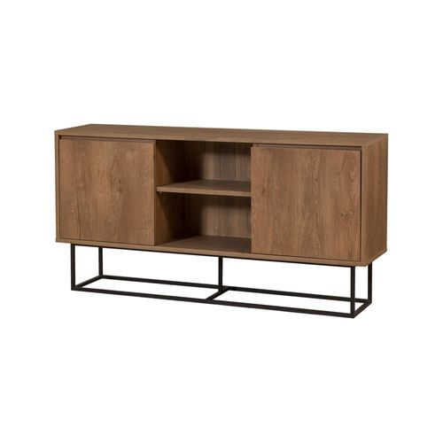 Buffet Effet Bois Beige, Noir 140x36 H72 Cm