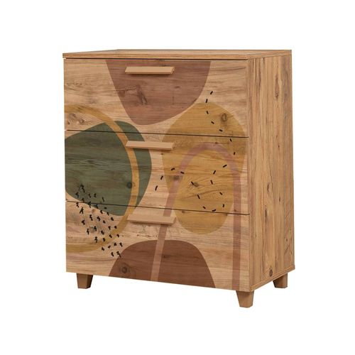 Commode Effet Bois Beige 80x43 H95 Cm