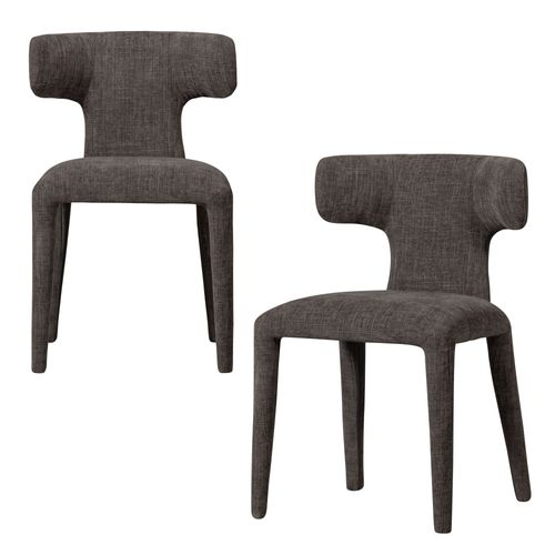 Lot De 2 Chaises De Table En Polyester Marron Expresso