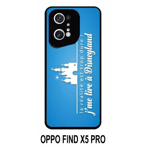 Coque Oppo Find X5 Pro - La Realite Est Tropdure Jme Tire A Disney Fond Turquoise - Silicone - Noir