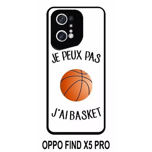 Coque Oppo Find X5 Pro - Je Peux Pas J Ai Basket Fond Blanc - Silicone - Noir