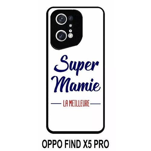 Coque Oppo Find X5 Pro - Super Mamie La Meilleure Fond Blanc - Silicone - Noir
