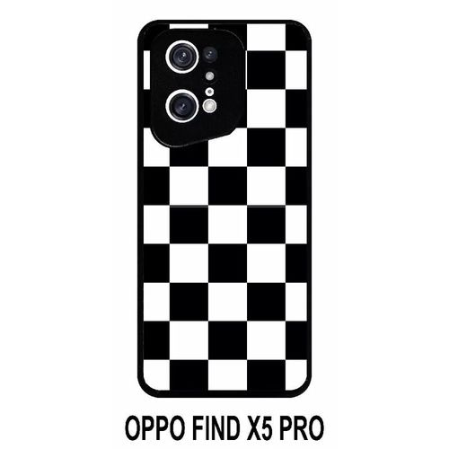 Coque Oppo Find X5 Pro - Carr Noir Et Blanc Damier - Silicone - Noir