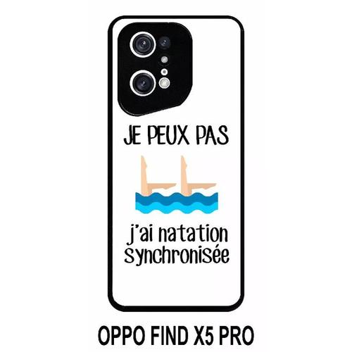 Coque Oppo Find X5 Pro - Je Peux Pas J Ai Natation Synchronisee Fond Blanc - Silicone - Noir