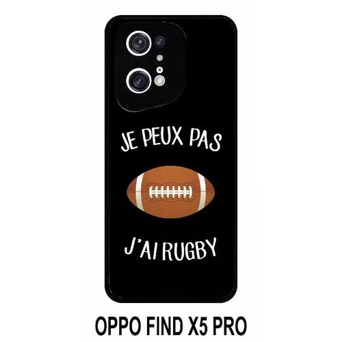 Coque Oppo Find X5 Pro - Je Peux Pas J Ai Rugby Ballon Fond Noir - Silicone - Noir