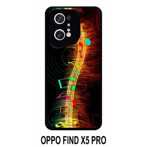 Coque Oppo Find X5 Pro - Musique Note Multicolor - Silicone - Noir
