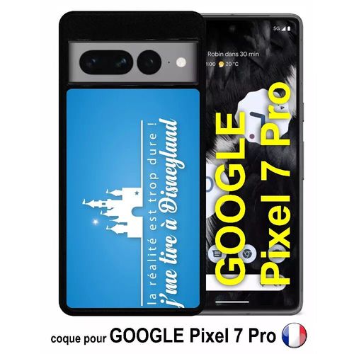 Coque Pour Google Pixel 7 Pro - La Realite Est Tropdure Jme Tire A Disney Fond Turquoise - Silicone - Noir