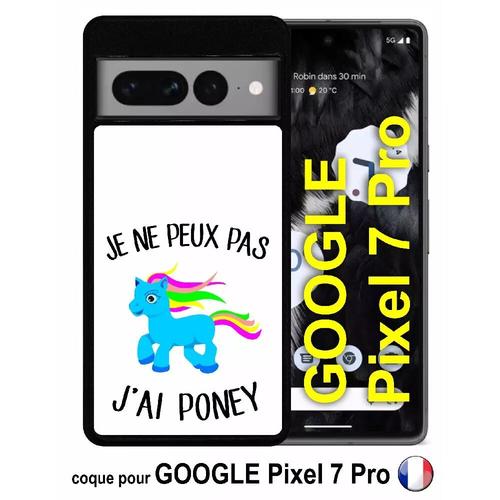 Coque Pour Google Pixel 7 Pro - Je Peux Pas J Ai Poney Crinire Multicolor Fond Blanc - Silicone - Noir