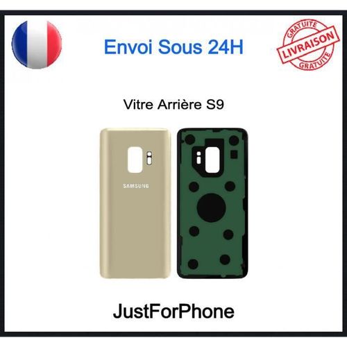 Vitre Arrière Samsung Galaxy S9 Gold Or Cache Batterie Adhésif Logo Ce