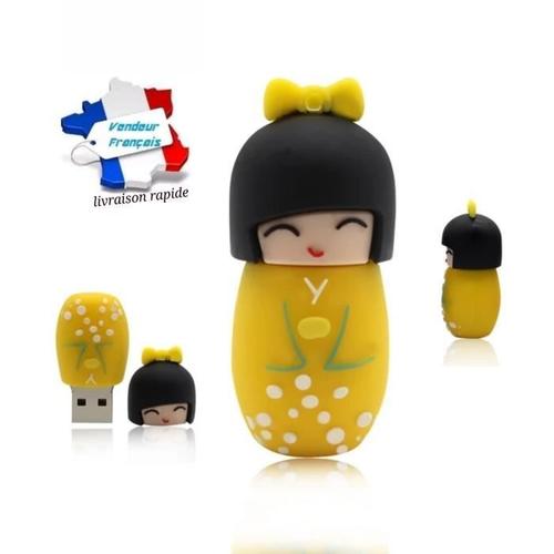 Cle Usb poupée geisha jaune capacité 64 go , livraison gratuite et rapide 2 à 3 jours. Entreprise Française.
