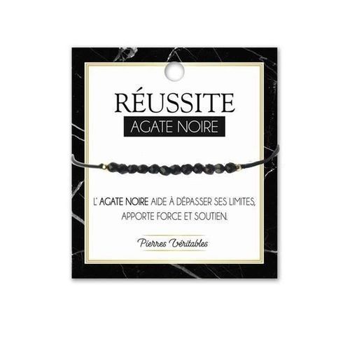 Bracelet En Pierre Naturelle Véritable D'agate Noire