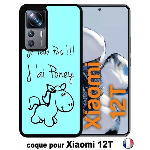 Coque Pour Xiaomi 12t - Citation Poney Turquoise - Silicone - Noir