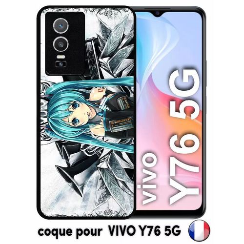 Coque Pour Vivo Y76 5g - Manga Fille - Silicone - Noir