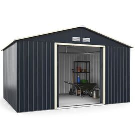 Abri De Jardin En Métal - Costway - 340 X 255 X 210 Cm - 18.2 M³ - Porte Coulissante Verrouillables - Gris