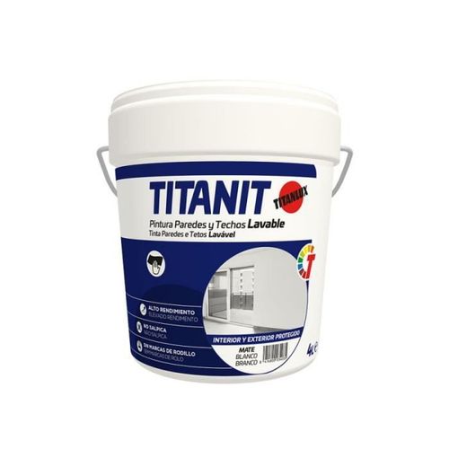 Peinture pour murs et plafonds lavable titanit blanc mat intérieur et extérieur protégé 4l titanlux 029190004