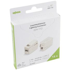 Borne pour luminaires WAGO 224-112 flexible: 0.5-2.5 mm² rigide: 1-2.5 mm² Nombre de pôles (num): 3 blanc 15 pc(s)