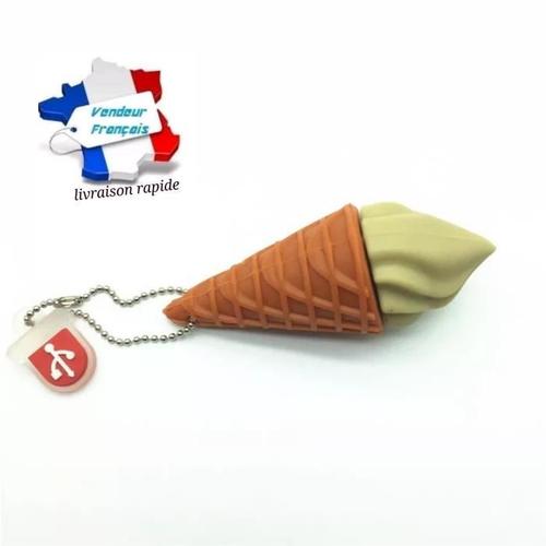 Cle Usb cône glace vanille, capacité 16 go, livraison gratuite et rapide 2 à 3 jours. Entreprise Française.