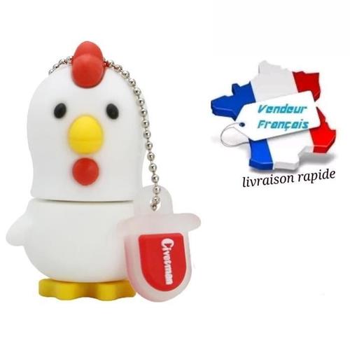 Cle Usb poussin blanc, capacité 16 go, Livraison Gratuite et Rapide 2 à 3 Jours. Entreprise Française.