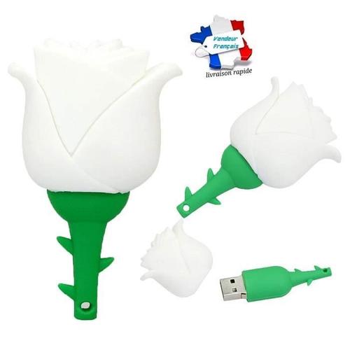 CLE USB Tulipe Blanche capacité 16go, Livraison Gratuite et Rapide 2 à 3 Jours. Entreprise Française