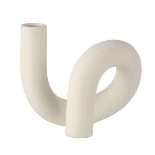 Paris Prix - Bougeoir 1 Bougie Déco "torsion" 17cm Blanc