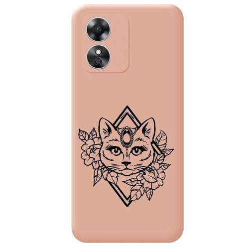 Coque Rose Oppo A17 Chat Fleur