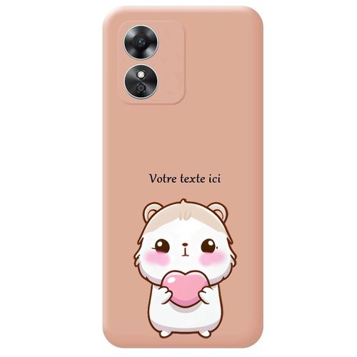 Coque Rose Oppo A17 Hamster Coeur Avec Votre Texte