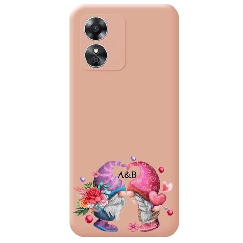 Coque Rose Oppo A17 Gnome Avec Vos Initiales Saint Valentin