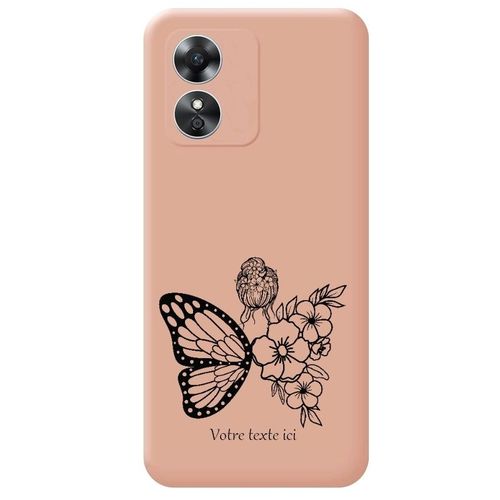 Coque Rose Oppo A17 Femme Papillon