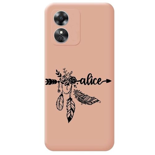 Coque Rose Oppo A17 Avec Votre Prenom 6 Fleur
