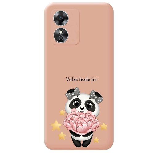 Coque Rose Oppo A17 Panda Fleur Etoile Personnalisee