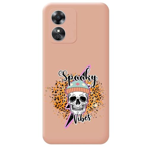 Coque Rose Oppo A17 Tete Mort Leopard
