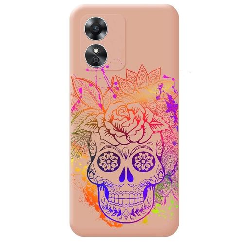 Coque Rose Oppo A17 Mort Mexicaine Calavera Multicolore