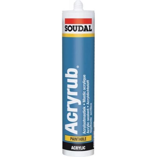 Acryrub - Mastic acrylique - Soudal - Cartouche de 310 ml Blanc