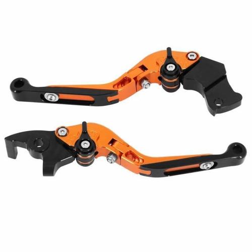 Levier De Frein-Embrayage Moto Reglable-Retractable Pour Ktm 125 Duke Orange-Noir Cnc (Paire)