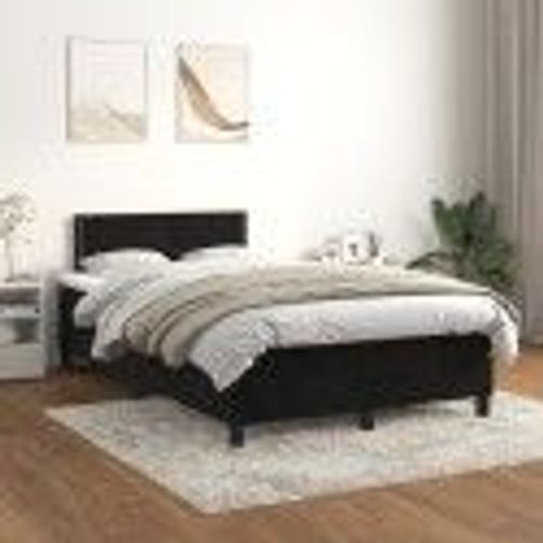 Lit À Sommier Tapissier Avec Matelas Noir 120x200 Cm Velours