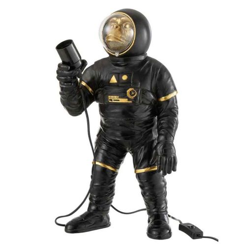 Paris Prix - Lampe À Poser "Singe Astronaute" 47cm Noir & Or