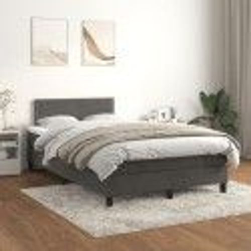 Lit À Sommier Tapissier Et Matelas Gris Foncé 120x200cm Velours