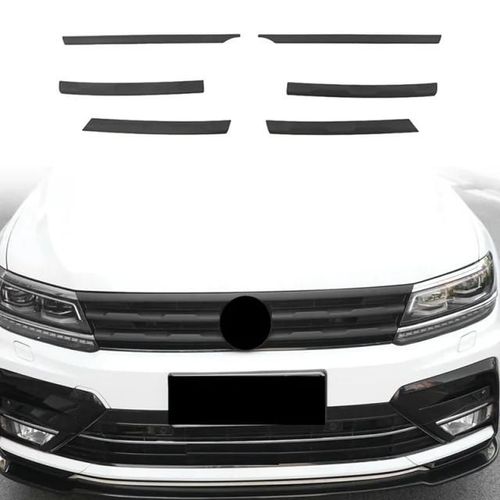 Noir Mat - Grille Centrale En Maille De Pare-Chocs Avant De Voiture Abs, Bandes De Moulage De Gril, Garniture De Couverture, Style De Voiture Pour Vw Tiguan Mk2 2016-2021, 6 Pièces