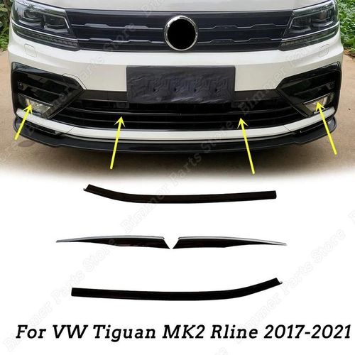 Vers Le Bas - Grille Centrale En Maille De Pare-Chocs Avant De Voiture, Bande De Moulage De Gril, Couverture De Garniture, Kits De Carrosserie, Noir Brillant, Vw Tiguan Mk2 Rline 2017-2021