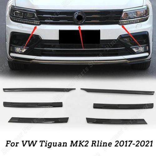 En Haut - Grille Centrale En Maille De Pare-Chocs Avant De Voiture, Bande De Moulage De Gril, Couverture De Garniture, Kits De Carrosserie, Noir Brillant, Vw Tiguan Mk2 Rline 2017-2021