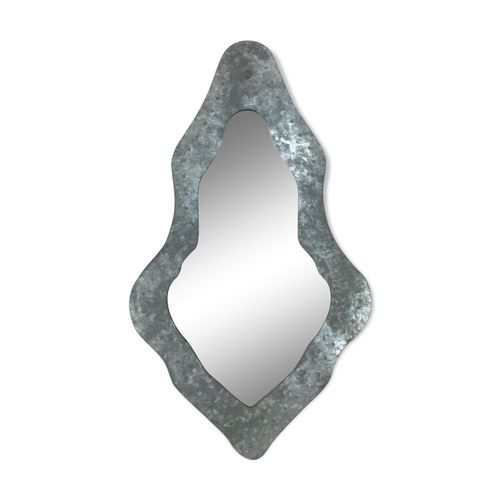 Miroir dco en galva 48 x 27 cm style industriel gris