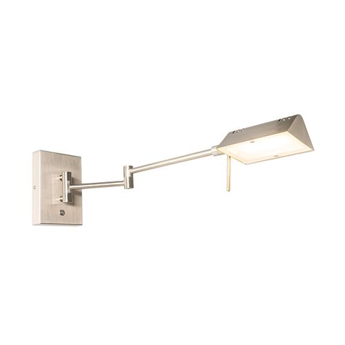 Qazqa Design Design Wandlamp Staal Incl. Led Met Touch Dimmer - Notia Acier Acier Oblongue / Lampe De Lecture / Luminaire / Lumiere / Éclairage / Intérieur / Salon / Cuisine Led (Non...