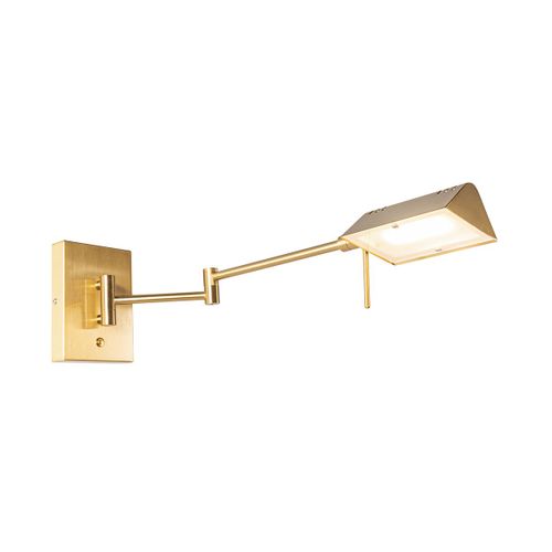 Qazqa Design Design Wandlamp Messing Incl. Led Met Touch Dimmer - Notia Acier Doré/Laiton Oblongue / Lampe De Lecture / Luminaire / Lumiere / Éclairage / Intérieur / Salon / Cuisine Led (Non...