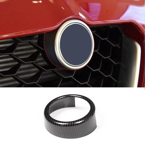 Fibre de carbone-1 pièces - Logo autocollant en Fiber de carbone, Pour Alfa Romeo Stelvio 2017 ¿ 2020, Accessoires de voiture, Calandre avant, Cadre en V, Garniture de décoration